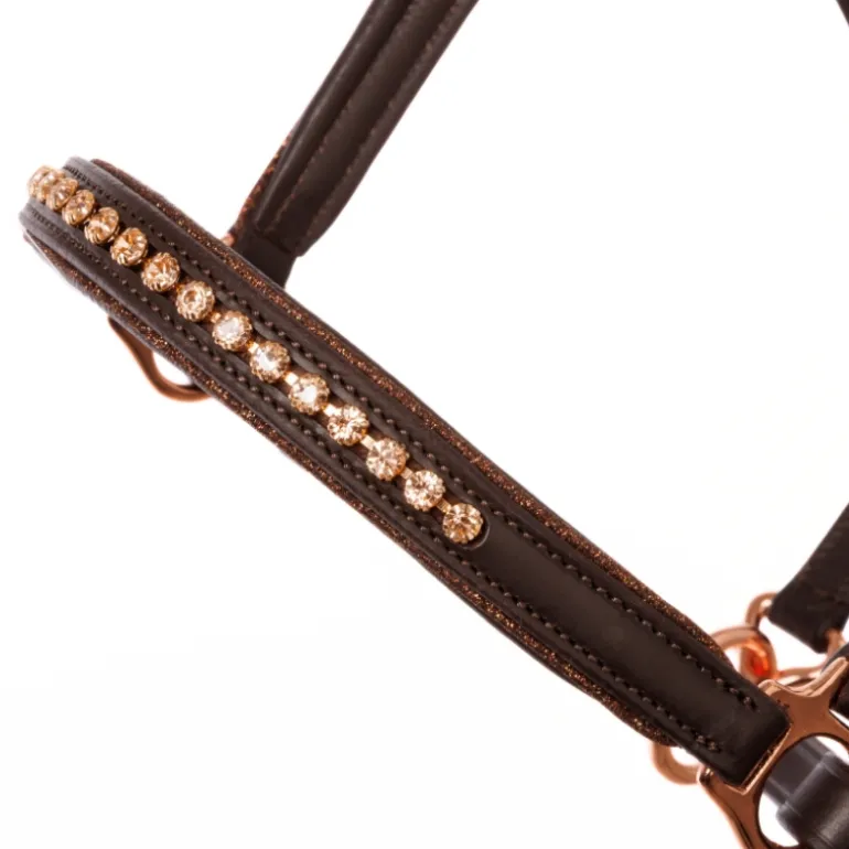 Lederhalfter "Falka" mit Glitzerpiping und Steinen