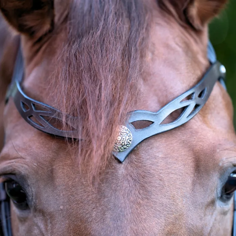 Stirnband "Celtic" gestanztes Leder, Silberemblem